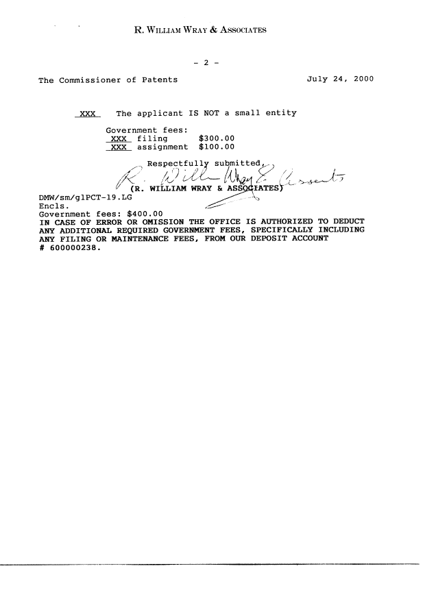 Canadian Patent Document 2318757. Assignment 20000724. Image 2 of 7