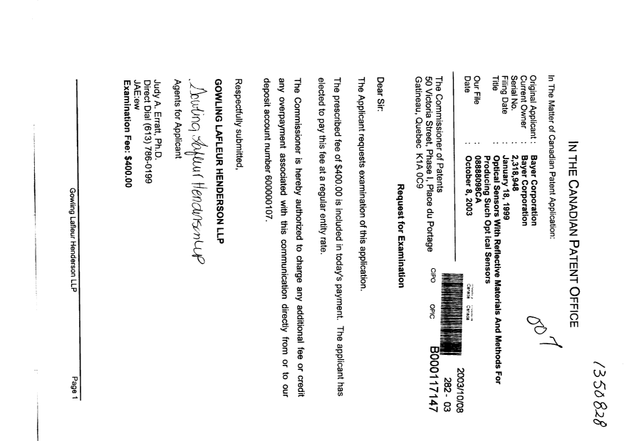 Document de brevet canadien 2318948. Poursuite-Amendment 20031008. Image 1 de 1