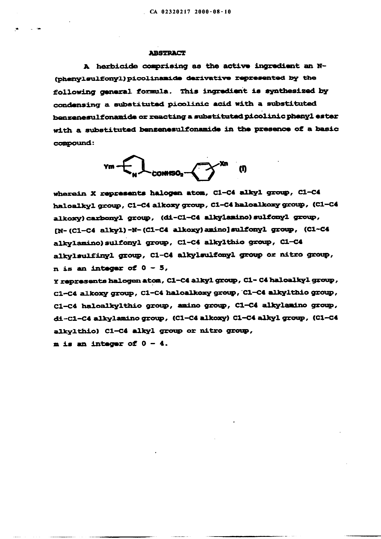 Canadian Patent Document 2320217. Abstract 20000810. Image 1 of 1