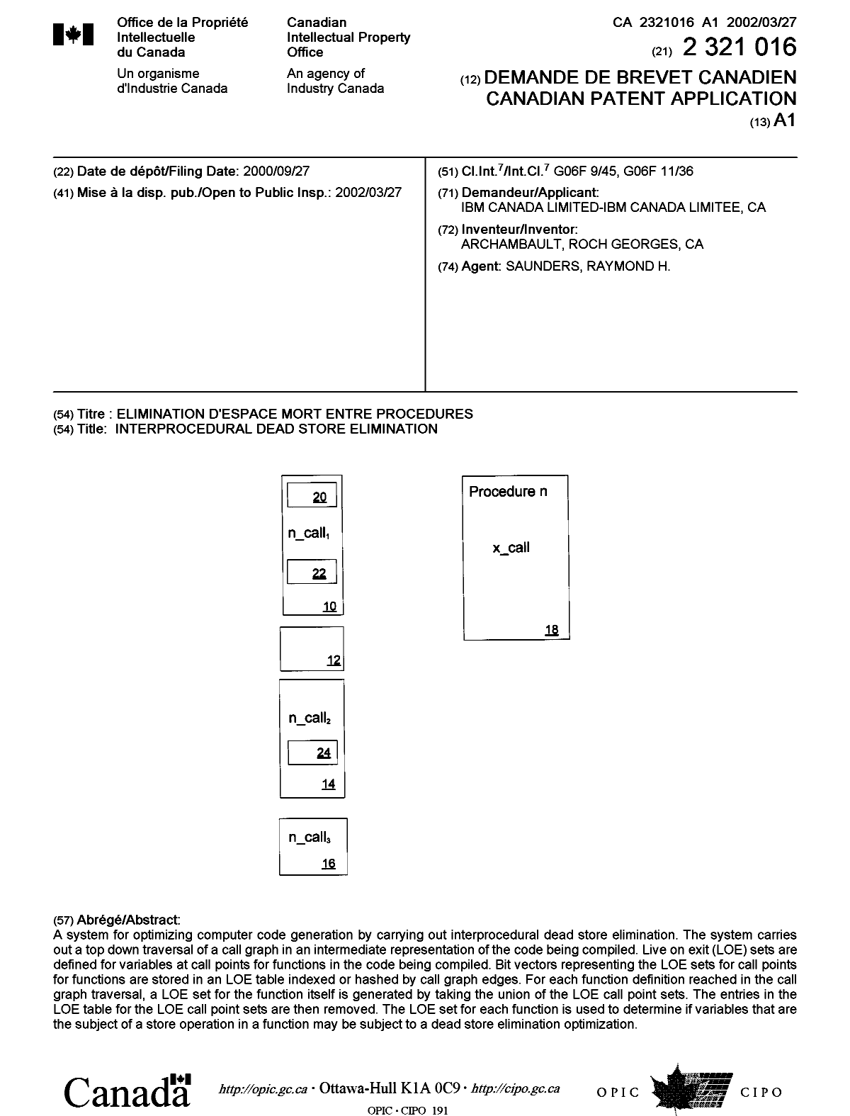 Document de brevet canadien 2321016. Page couverture 20020402. Image 1 de 1