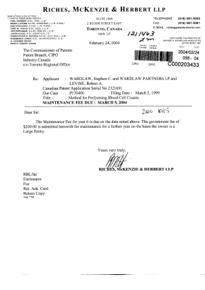 Document de brevet canadien 2321691. Taxes 20031224. Image 1 de 1