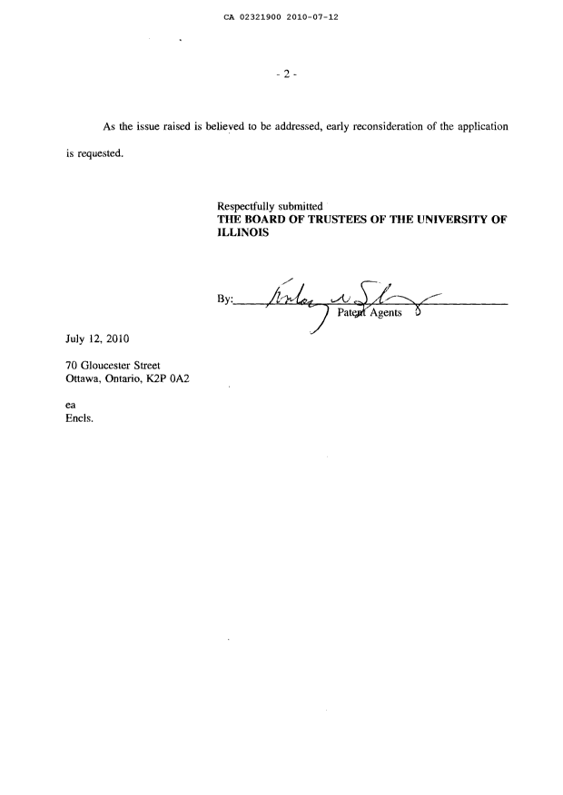 Document de brevet canadien 2321900. Poursuite-Amendment 20100712. Image 2 de 3