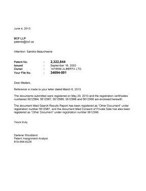 Document de brevet canadien 2322844. Correspondance 20130604. Image 1 de 1