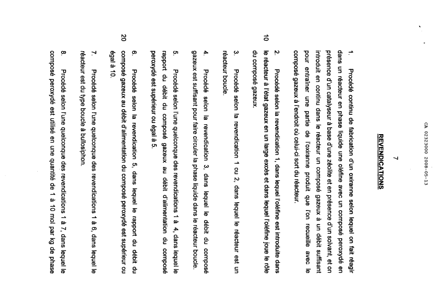 Document de brevet canadien 2323000. Revendications 20080513. Image 1 de 2