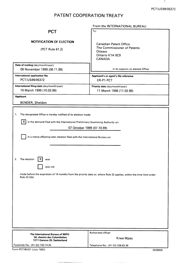 Document de brevet canadien 2323504. PCT 19991211. Image 2 de 14