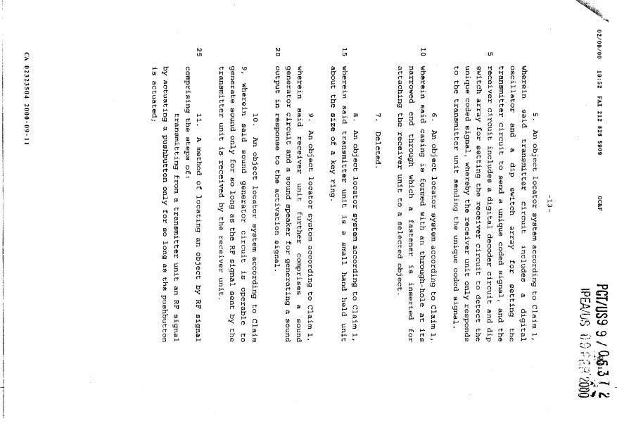 Document de brevet canadien 2323504. Revendications 20000911. Image 2 de 5