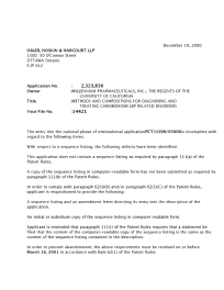 Document de brevet canadien 2323830. Correspondance 20001213. Image 1 de 2