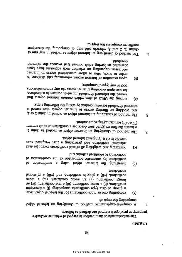 Document de brevet canadien 2323883. Revendications 20101217. Image 1 de 9