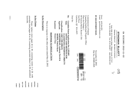 Canadian Patent Document 2323883. Prosecution-Amendment 20121122. Image 1 of 15