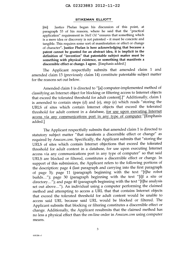 Canadian Patent Document 2323883. Prosecution-Amendment 20121122. Image 3 of 15