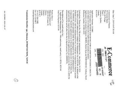 Document de brevet canadien 2323883. Paiement de taxe périodique 20190607. Image 1 de 1