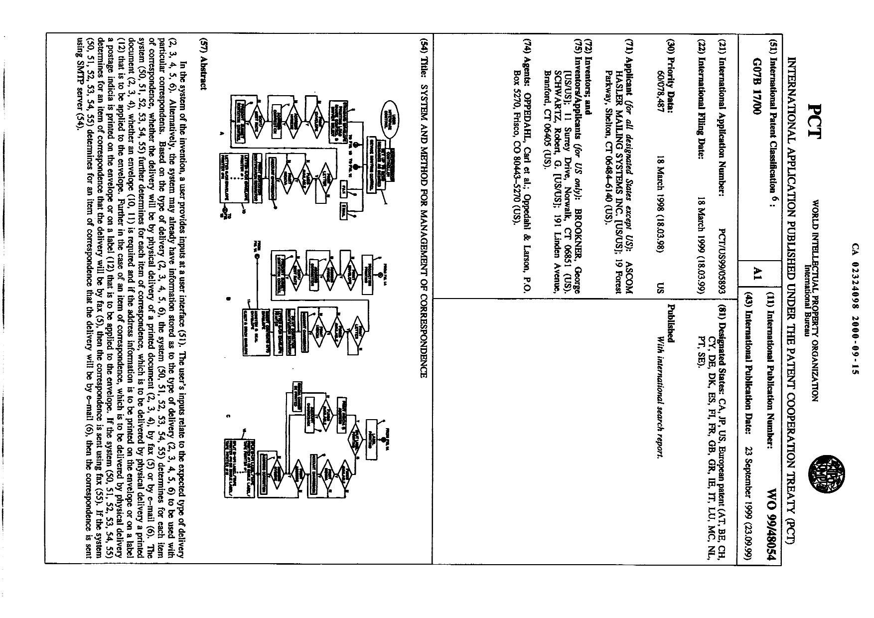 Canadian Patent Document 2324098. Abstract 20000915. Image 1 of 1