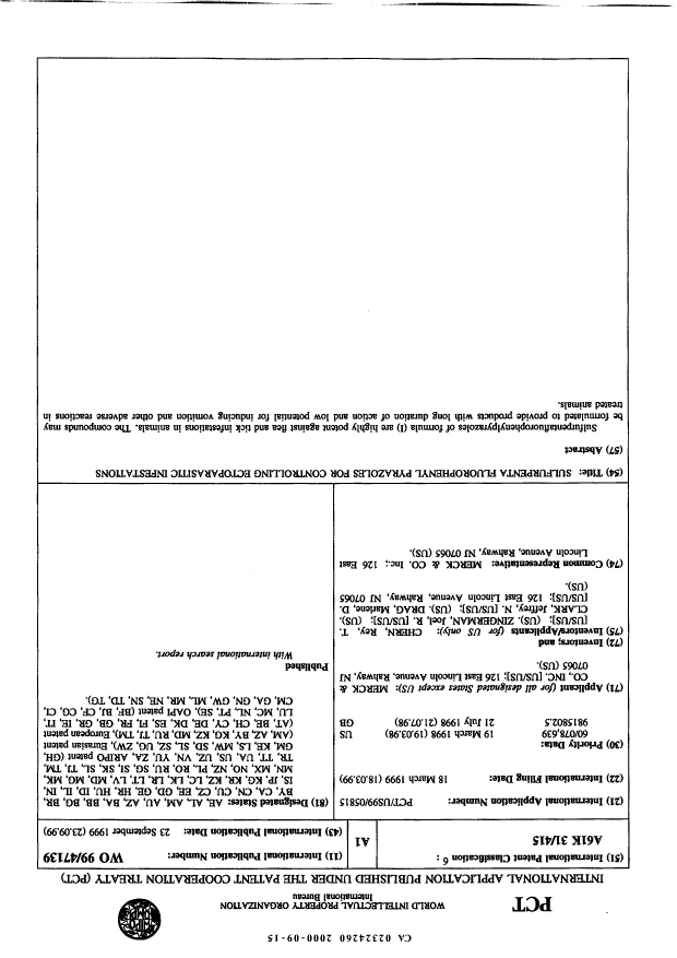 Canadian Patent Document 2324260. Abstract 20000915. Image 1 of 1