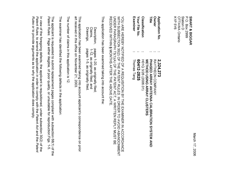 Document de brevet canadien 2324273. Poursuite-Amendment 20060317. Image 1 de 2