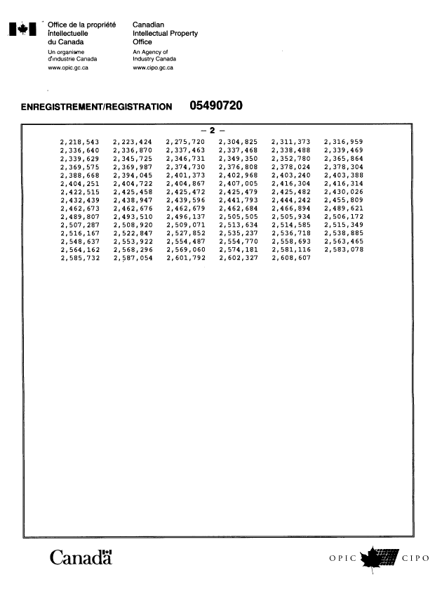 Document de brevet canadien 2324278. Cession 20090204. Image 3 de 3