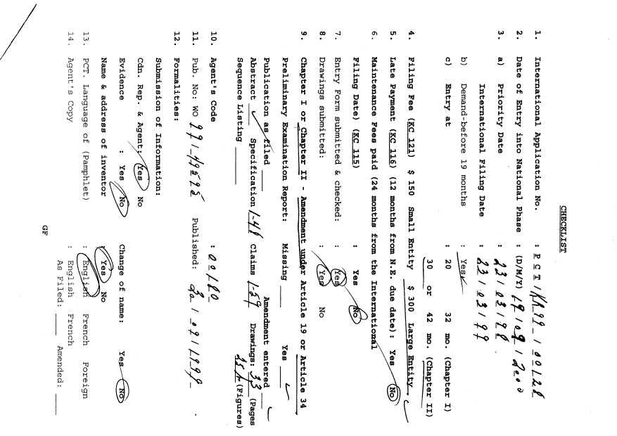 Document de brevet canadien 2324450. PCT 20000919. Image 1 de 22