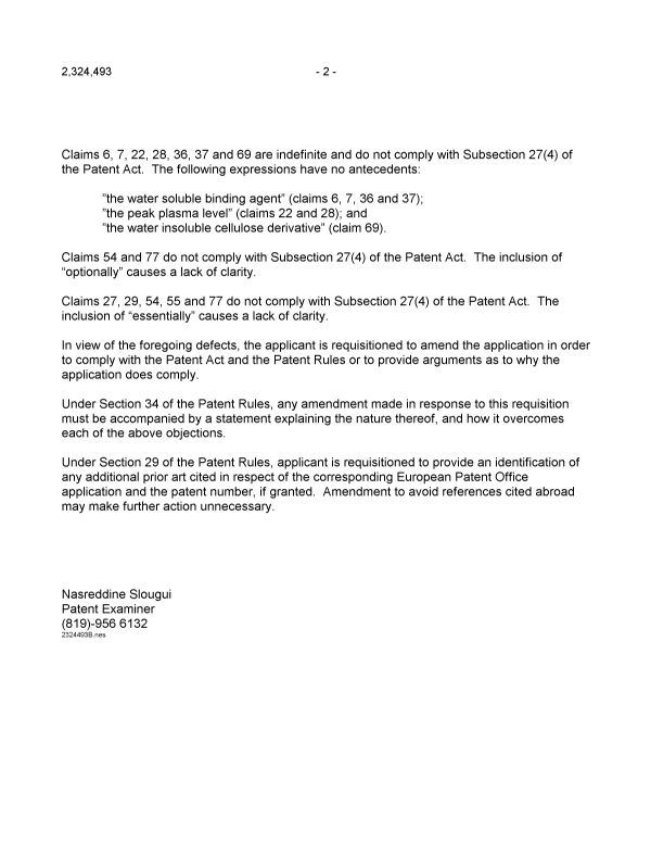 Document de brevet canadien 2324493. Poursuite-Amendment 20030725. Image 2 de 2