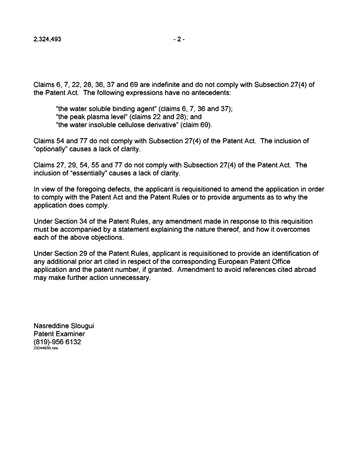 Canadian Patent Document 2324493. Prosecution-Amendment 20030725. Image 2 of 2
