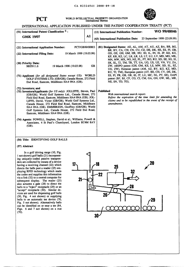Canadian Patent Document 2324541. Abstract 20000918. Image 1 of 1