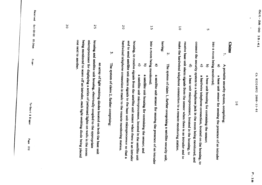 Document de brevet canadien 2324852. Revendications 19991201. Image 1 de 2