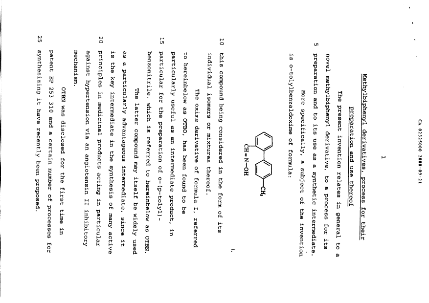 Document de brevet canadien 2325000. Description 20000921. Image 1 de 23