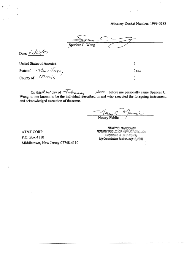 Document de brevet canadien 2325670. Cession 20001110. Image 13 de 13