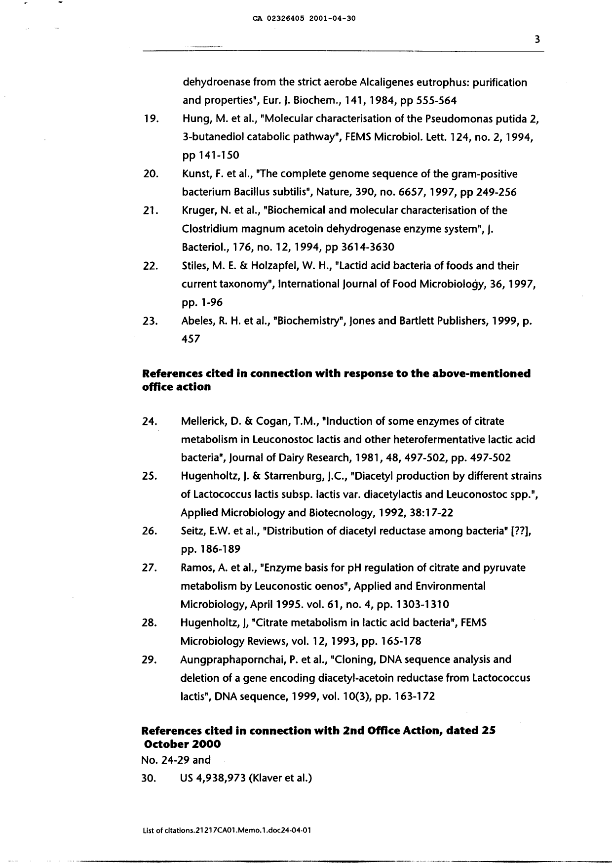 Canadian Patent Document 2326405. Prosecution-Amendment 20001230. Image 4 of 4