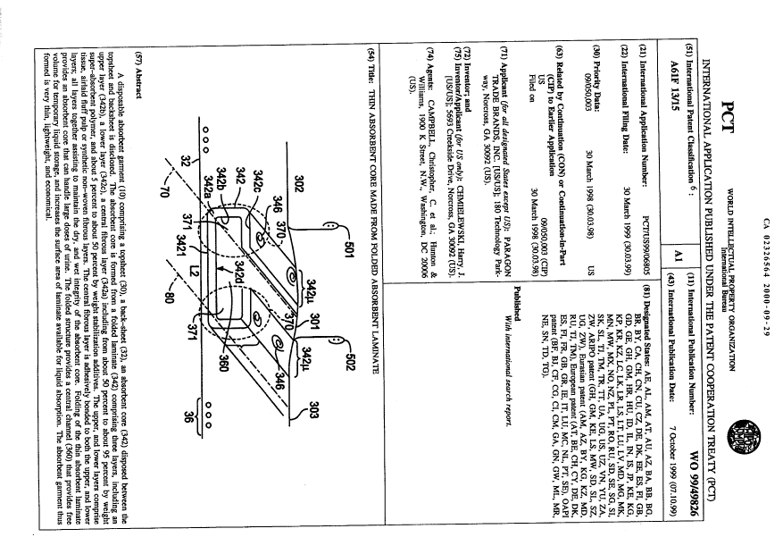 Document de brevet canadien 2326564. Abrégé 20000929. Image 1 de 1