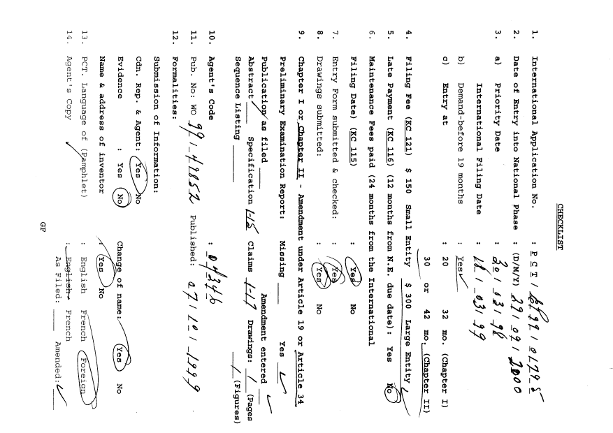 Document de brevet canadien 2326630. PCT 20000929. Image 1 de 18
