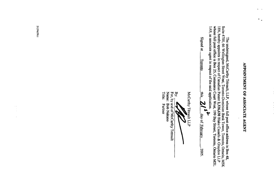Canadian Patent Document 2326630. Correspondence 20050304. Image 2 of 2