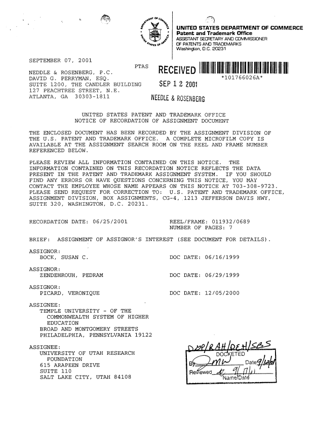 Document de brevet canadien 2328397. Cession 20011022. Image 2 de 10