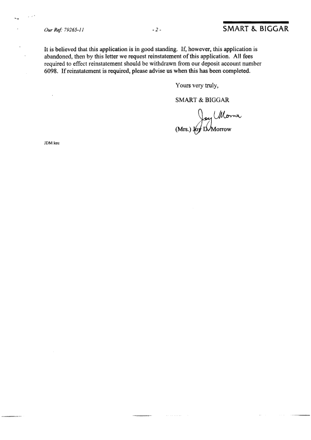 Document de brevet canadien 2328399. Correspondance 20030918. Image 2 de 2