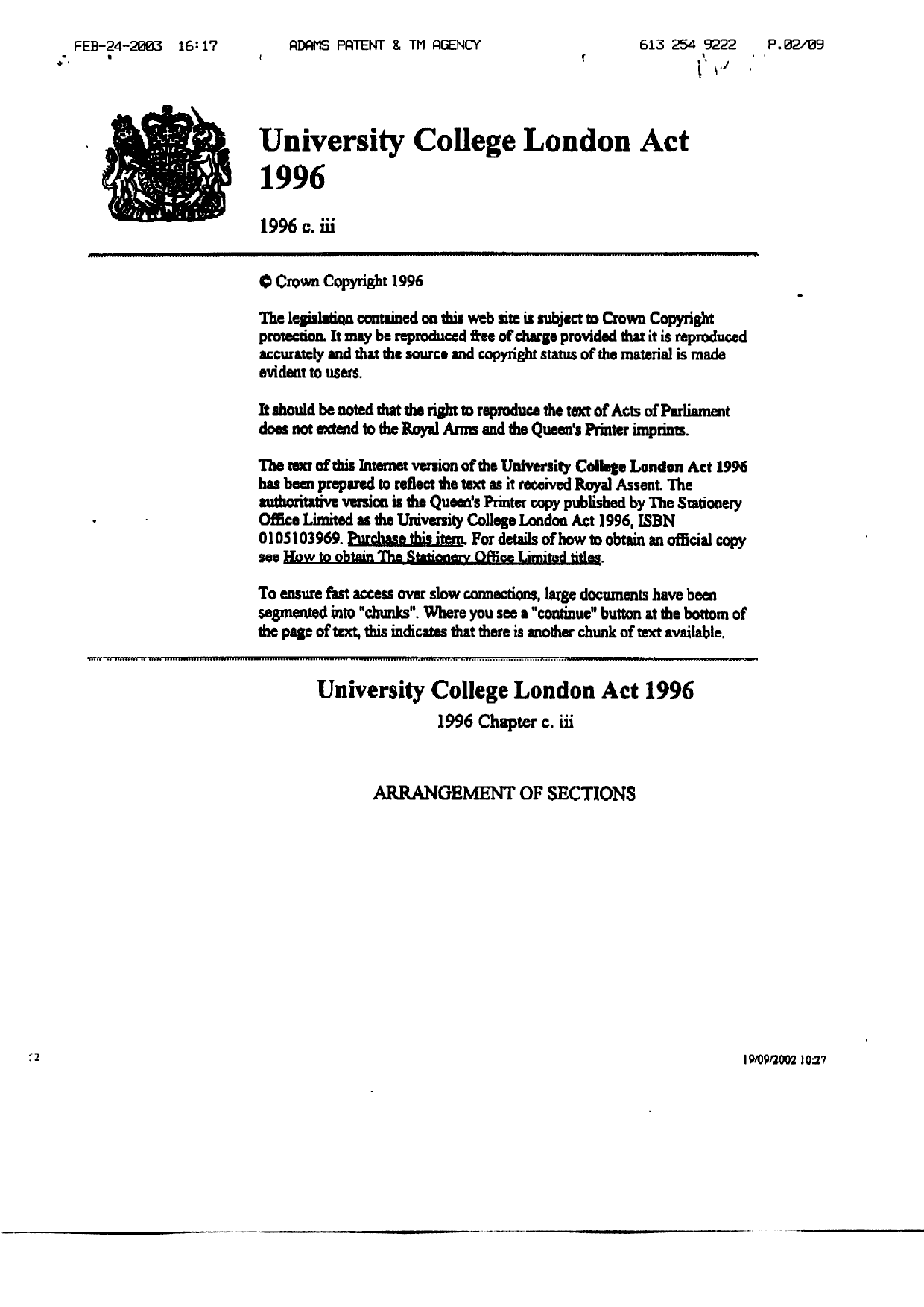 Document de brevet canadien 2328503. Cession 20030224. Image 2 de 9