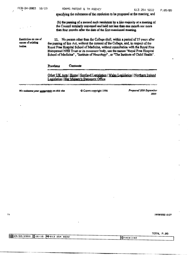 Document de brevet canadien 2328503. Cession 20030224. Image 9 de 9
