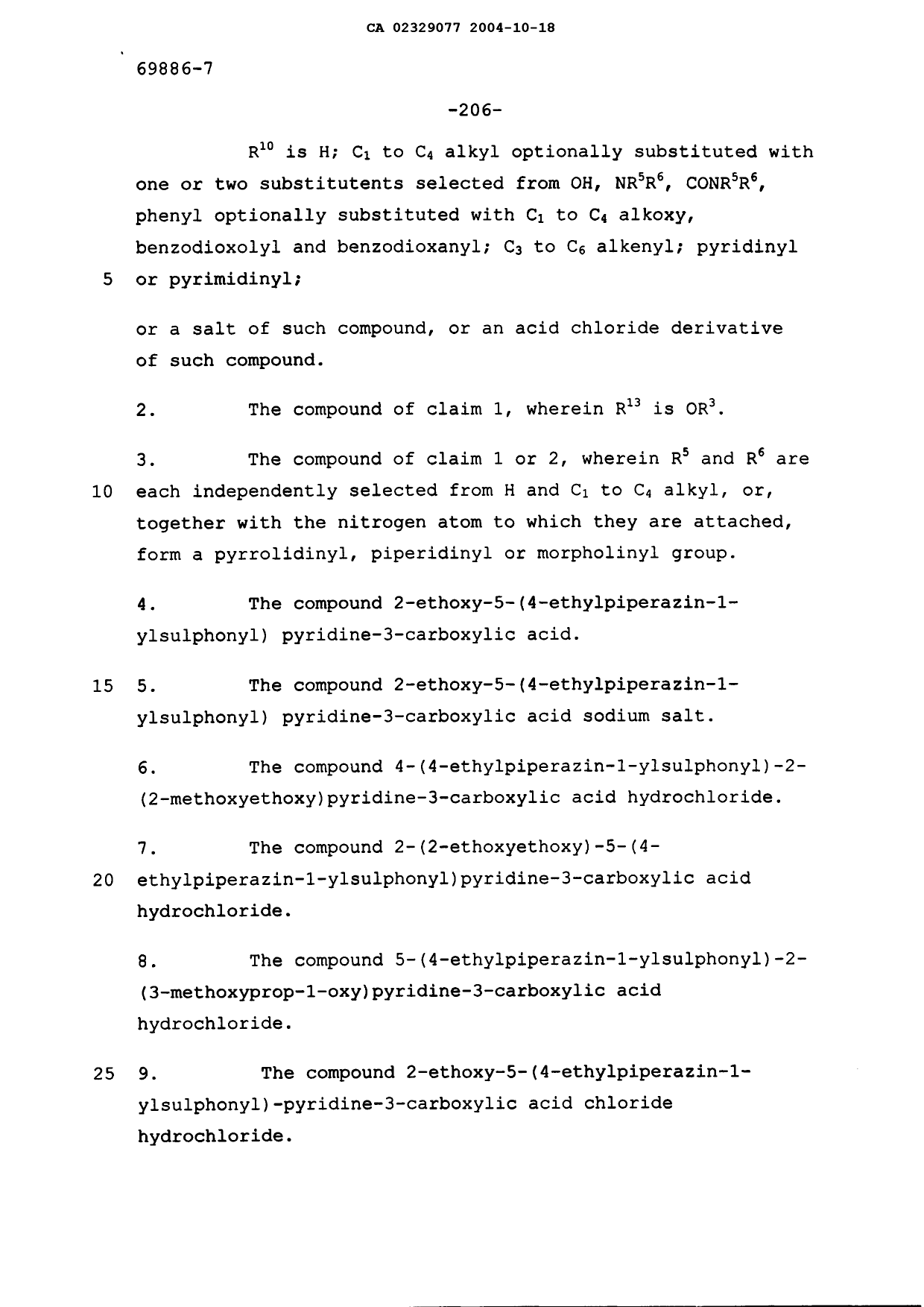 Document de brevet canadien 2329077. Revendications 20031218. Image 2 de 3