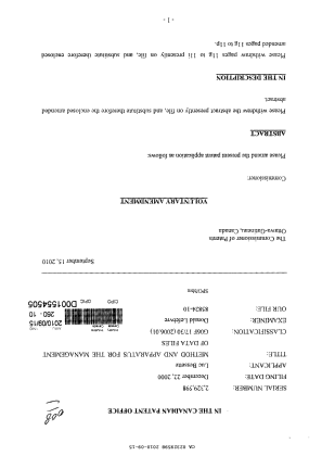 Canadian Patent Document 2329598. Prosecution-Amendment 20091215. Image 1 of 45