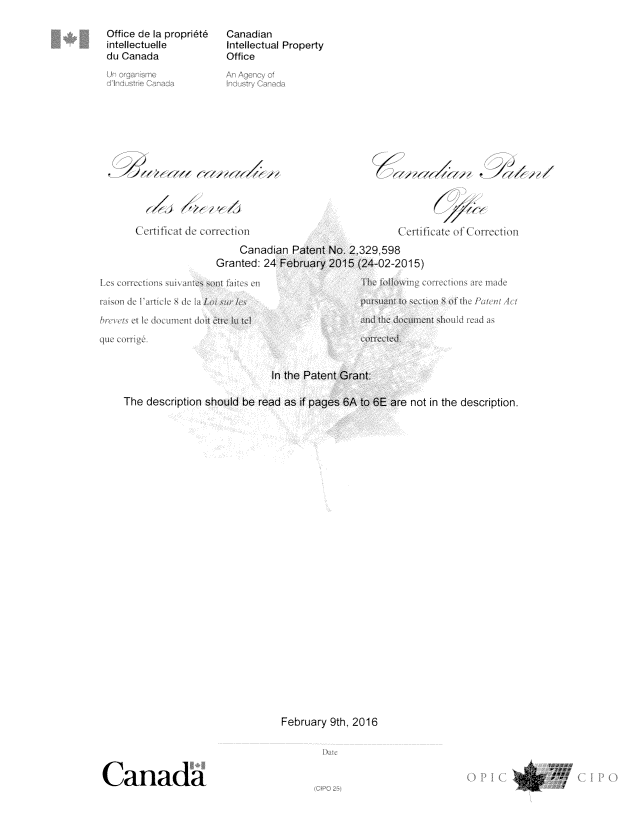 Canadian Patent Document 2329598. Prosecution-Amendment 20151209. Image 2 of 2