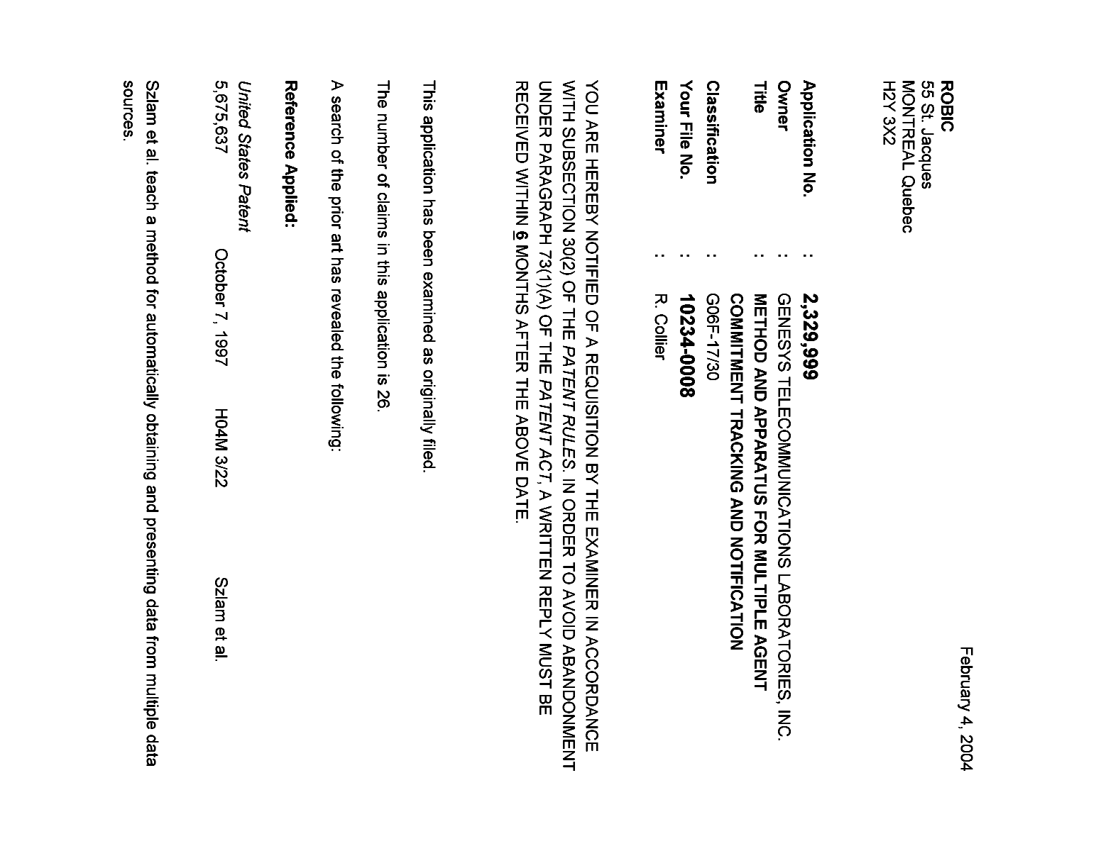 Document de brevet canadien 2329999. Poursuite-Amendment 20040204. Image 1 de 3