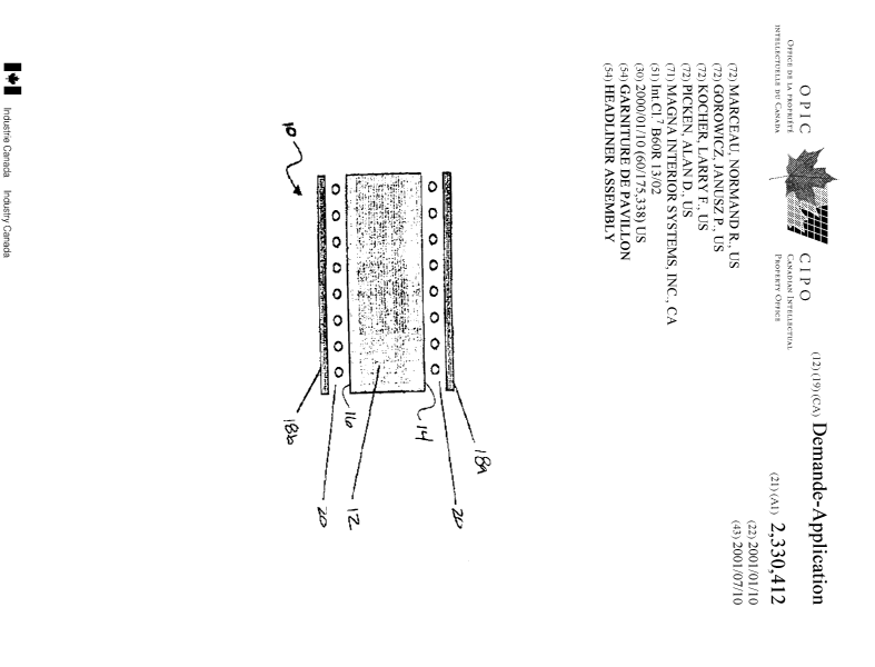 Canadian Patent Document 2330412. Cover Page 20010615. Image 1 of 1