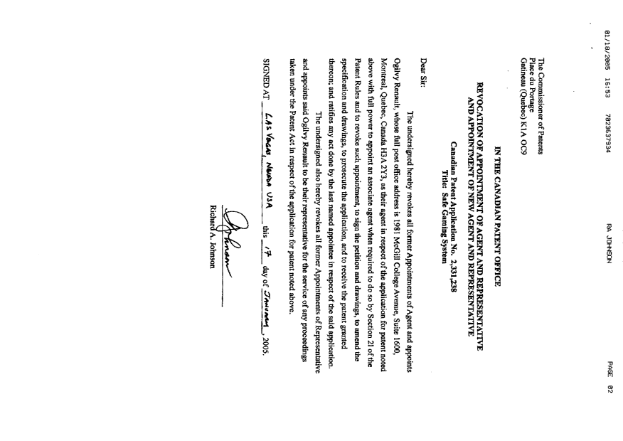Canadian Patent Document 2331238. Correspondence 20041221. Image 2 of 2