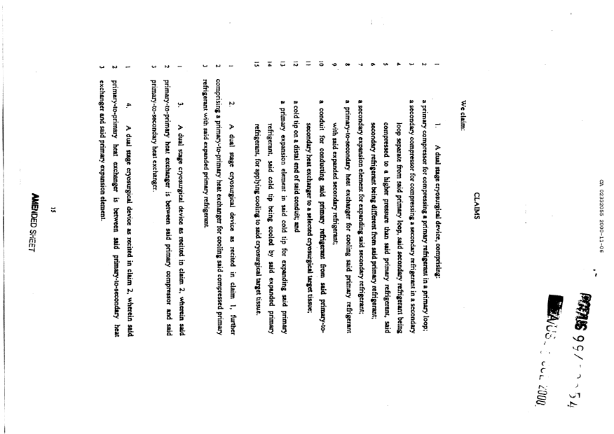 Document de brevet canadien 2332055. Revendications 20001106. Image 1 de 6