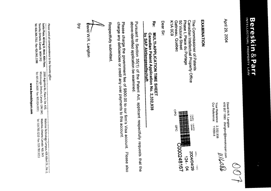 Document de brevet canadien 2332938. Poursuite-Amendment 20040429. Image 1 de 1