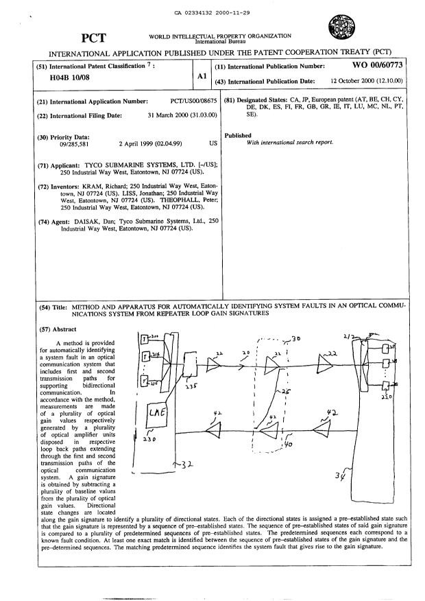 Document de brevet canadien 2334132. Abrégé 20001129. Image 1 de 1
