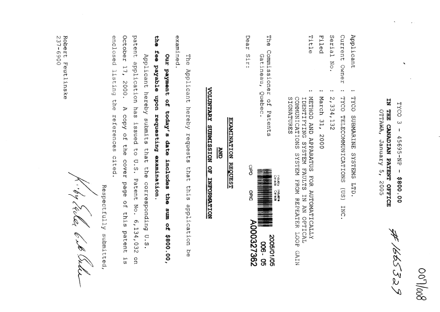 Document de brevet canadien 2334132. Poursuite-Amendment 20050105. Image 1 de 1