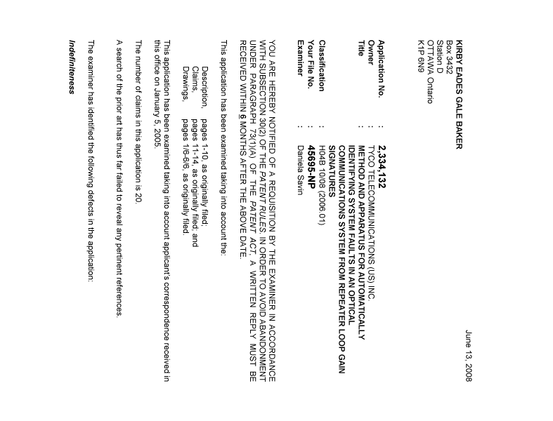 Document de brevet canadien 2334132. Poursuite-Amendment 20080613. Image 1 de 2
