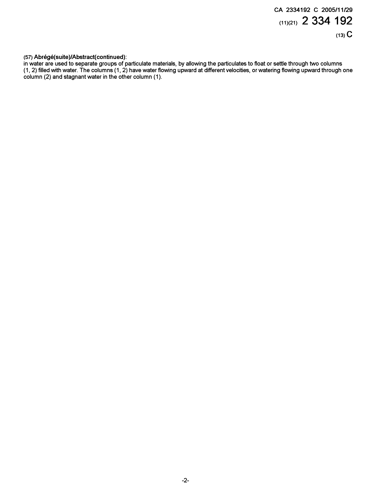 Document de brevet canadien 2334192. Page couverture 20051104. Image 2 de 2