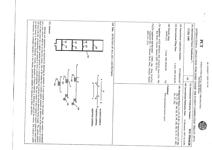 Document de brevet canadien 2334217. Abrégé 20001204. Image 1 de 1
