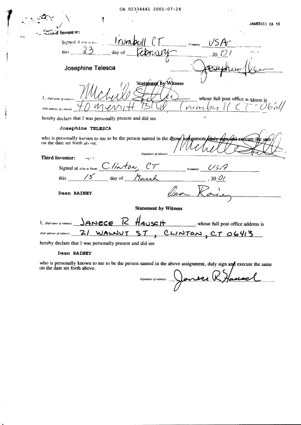 Document de brevet canadien 2334441. Cession 20010724. Image 3 de 3