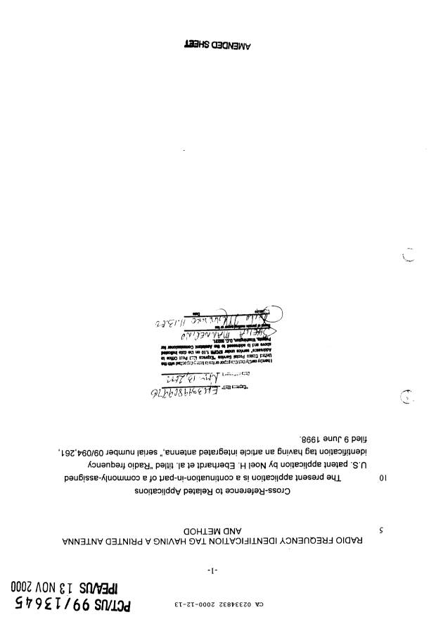 Canadian Patent Document 2334832. Description 20001213. Image 1 of 14