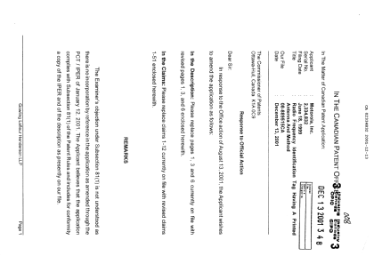 Canadian Patent Document 2334832. Prosecution-Amendment 20011213. Image 1 of 28